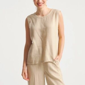 QUINCE’s 100% European Linen Tank in Driftwood (Tan / Natural), XS